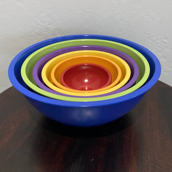 Michael Graves colorful 6 piece nesting bowl set melamine rainbow - Picture 1 of 7
